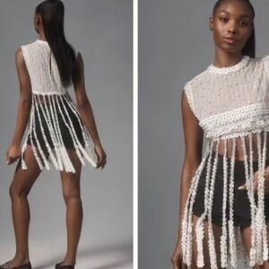 Anthropology 3D Flora Fringe Top